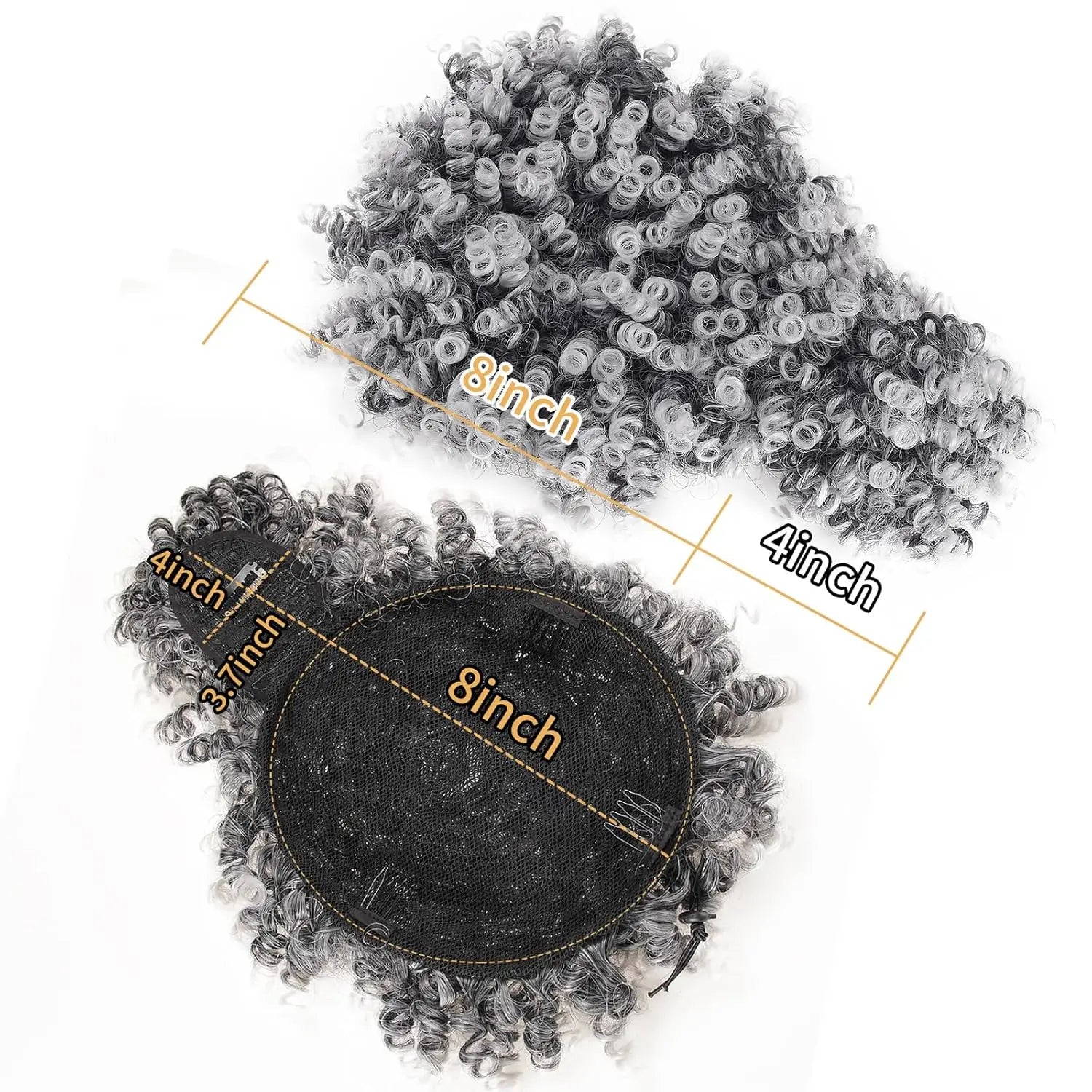 Afro Puff Kinky Curly Drawstring Ponytail Extension with Bangs | Synthetic Updo Hairpiece for Black Women | 12 Inch