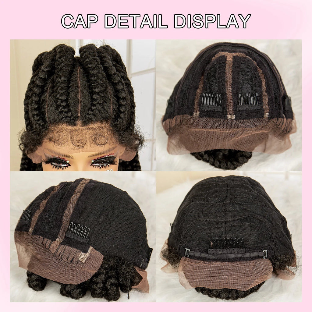 24" Ponytail Braided Wig | Knotless Twists | Lace Frontal | Baby Hair | Kanekalon Synthetic Hair | Black Women