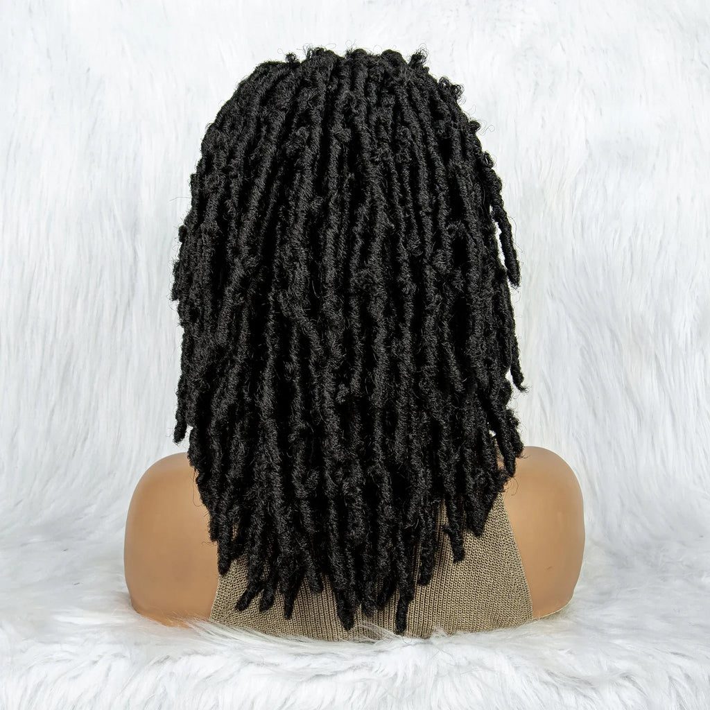 16" Short Knotless Butterfly Locs Wig | Synthetic Lace Front