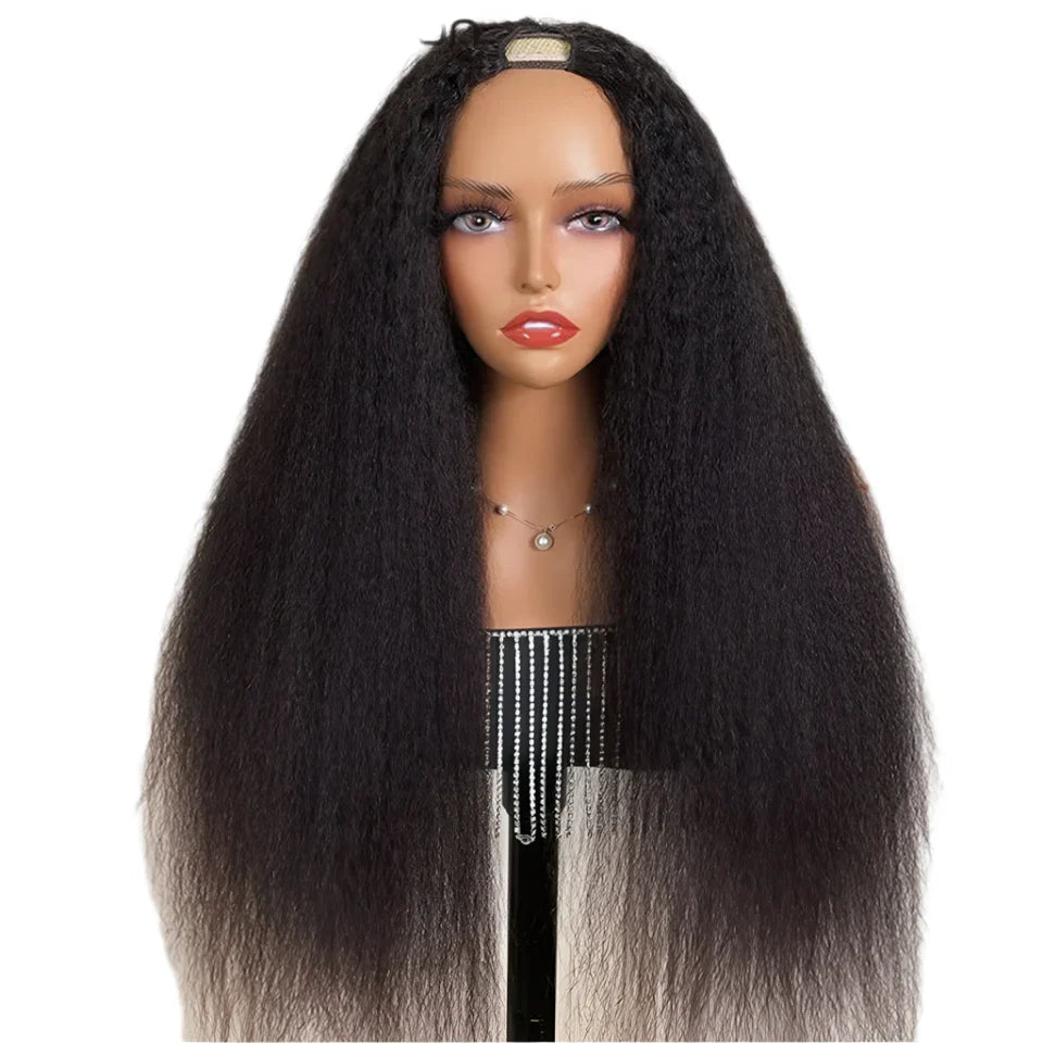 22-Inch Kinky Straight U-Part Wig | Glueless V-Shape Human Hair