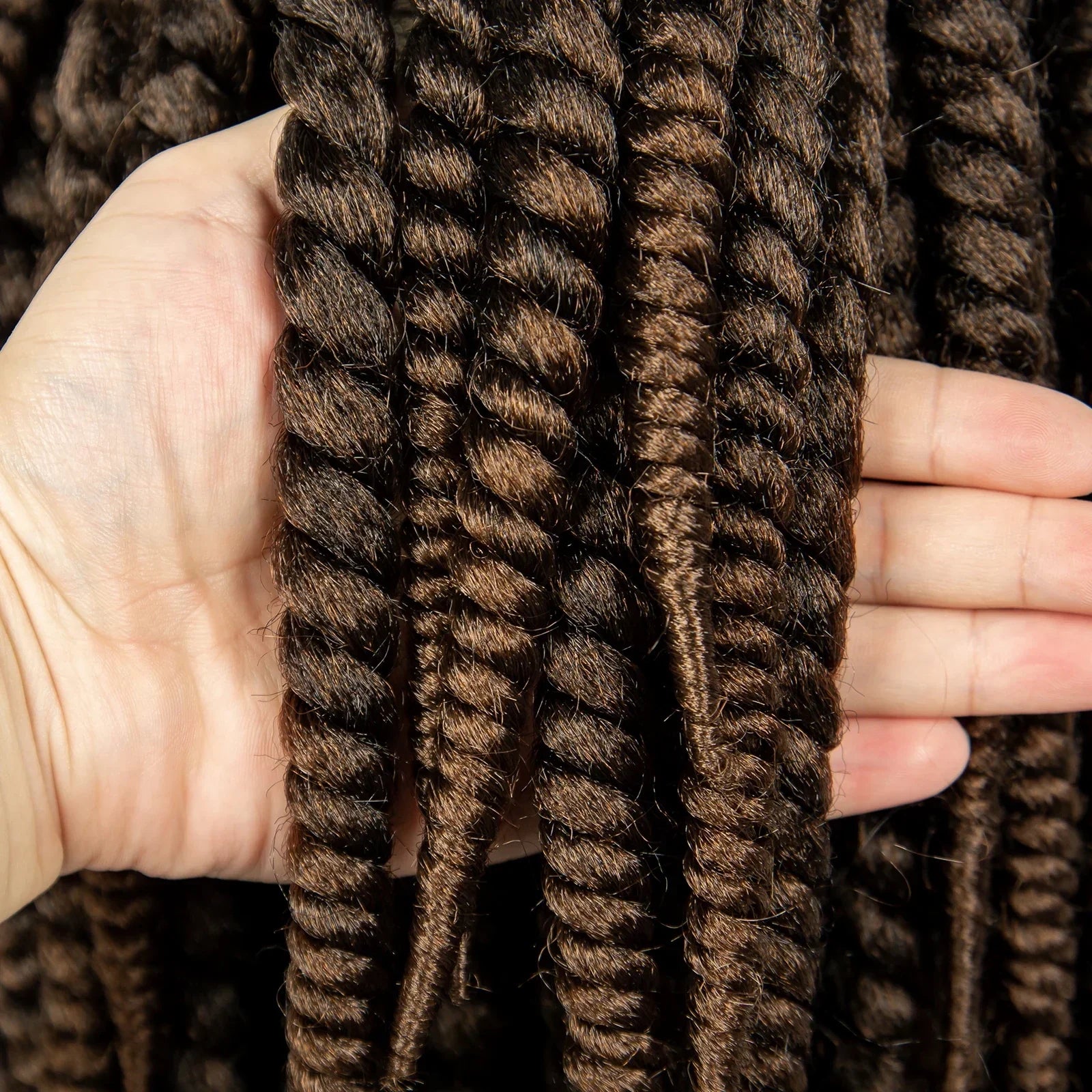 16 Inch Brown Twisted Braided Bob Wig | Full Lace | Kanekalon Fiber | For Black Women