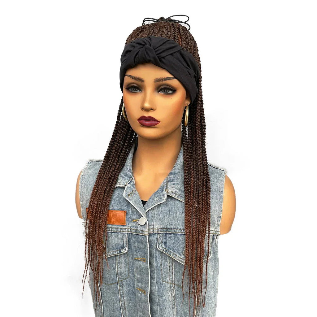 26" Twist Cornrow Headband Wig | Crochet Braids | Long Straight Synthetic