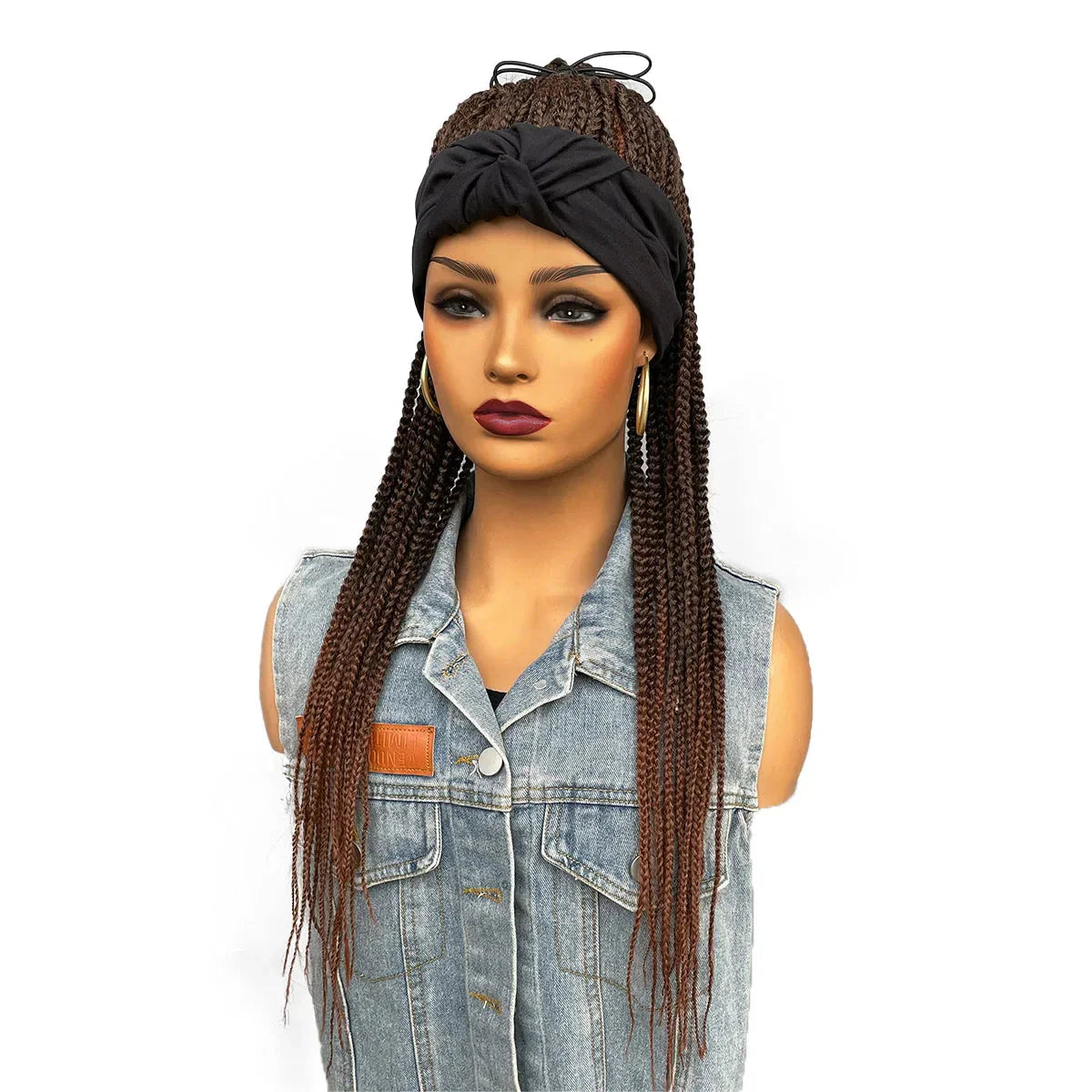 26" Twist Cornrow Headband Wig | Crochet Braids | Long Straight Synthetic