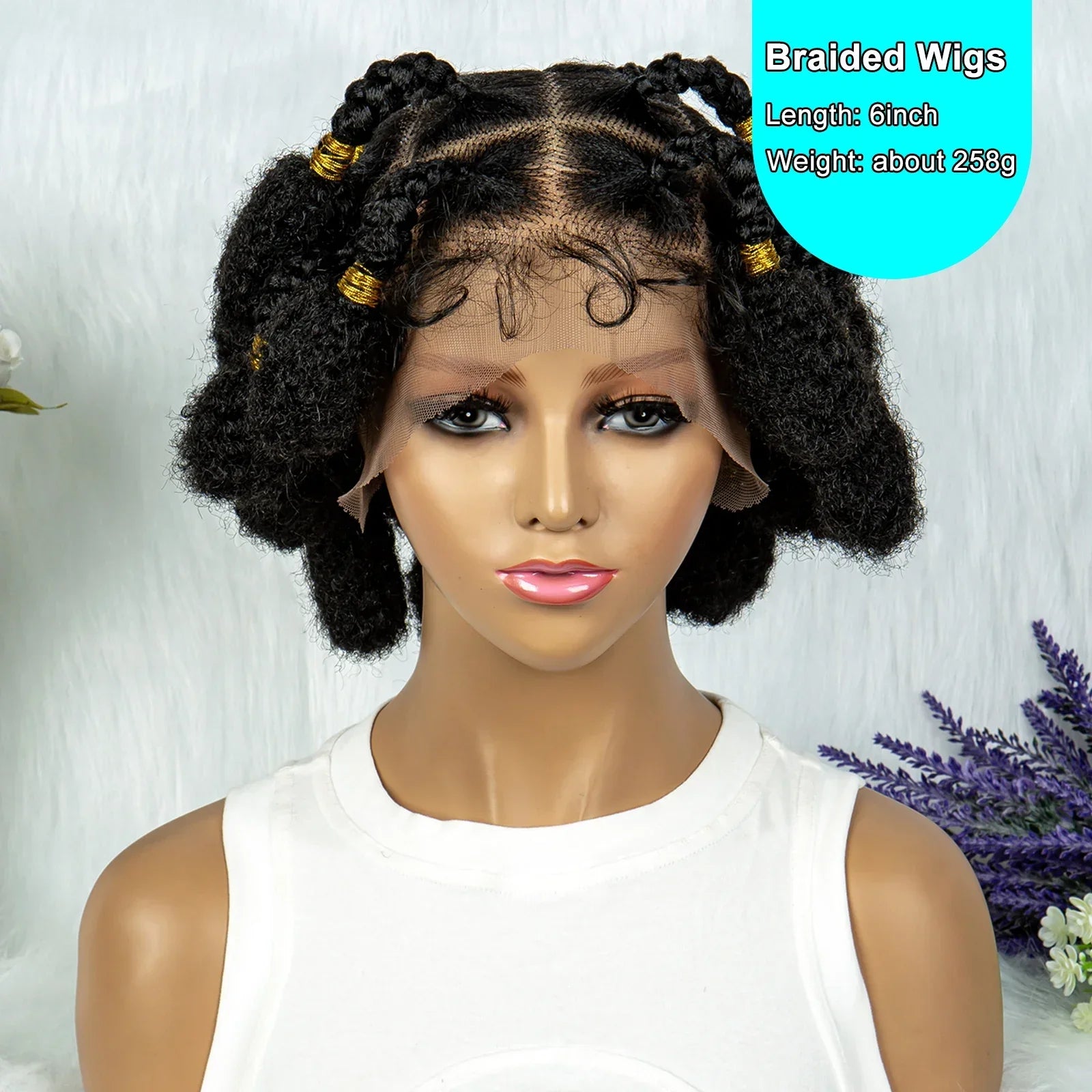 6" Afro Bob Box Braids Wig | HD Full Lace Bubble Braids