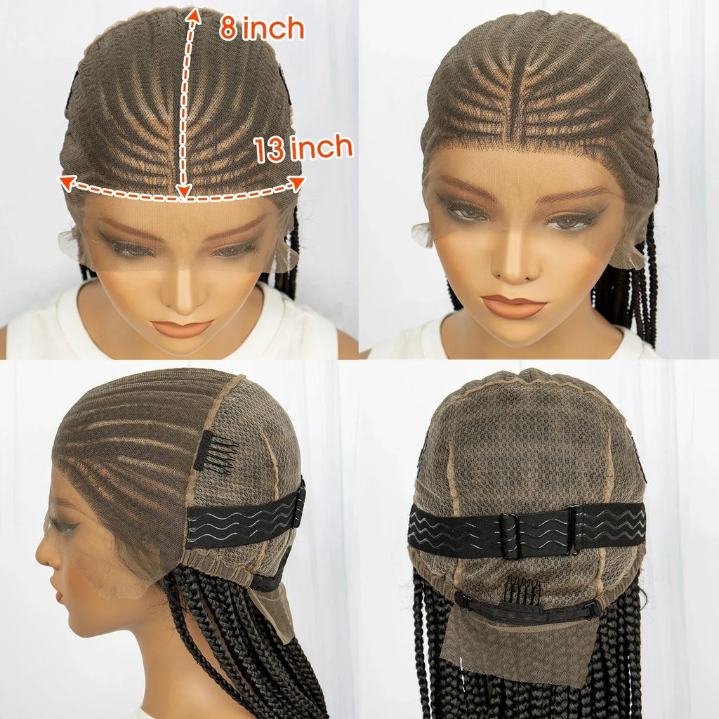 36" Knotless Cornrow Braided Wig | Full Lace | Box Braids | Synthetic Braiding Hair | Black Women