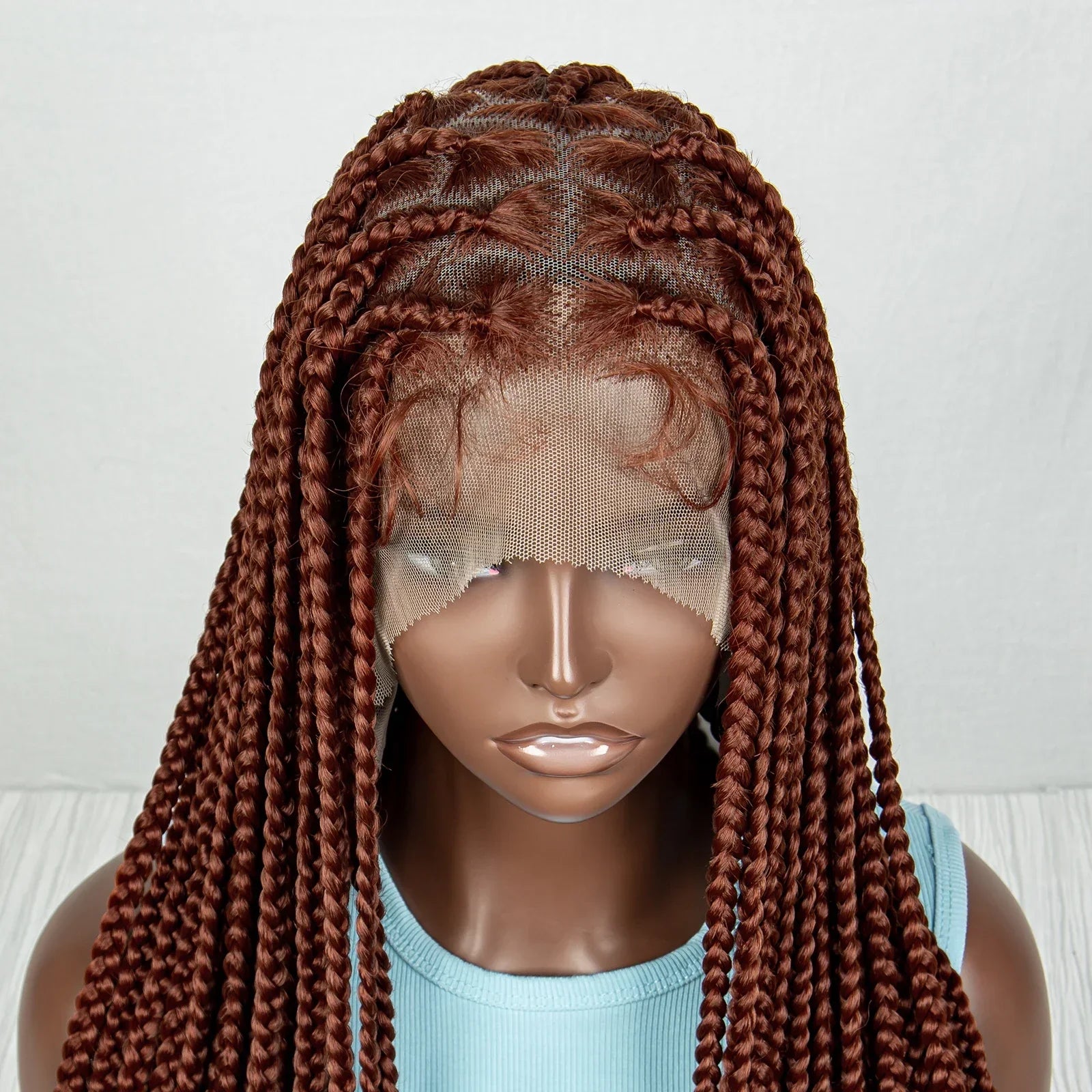 #350 Knotless Box Braids Wig | Dark Ombre | Lace Frontal | Short Straight Braids | Black Women