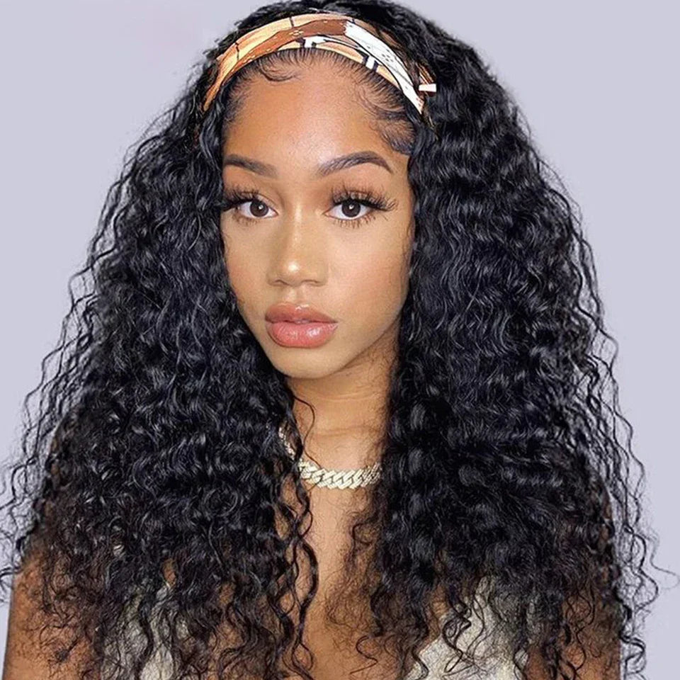 180% Density Kinky Jerry Curly Headband Wig | Glueless Peruvian Human Hair