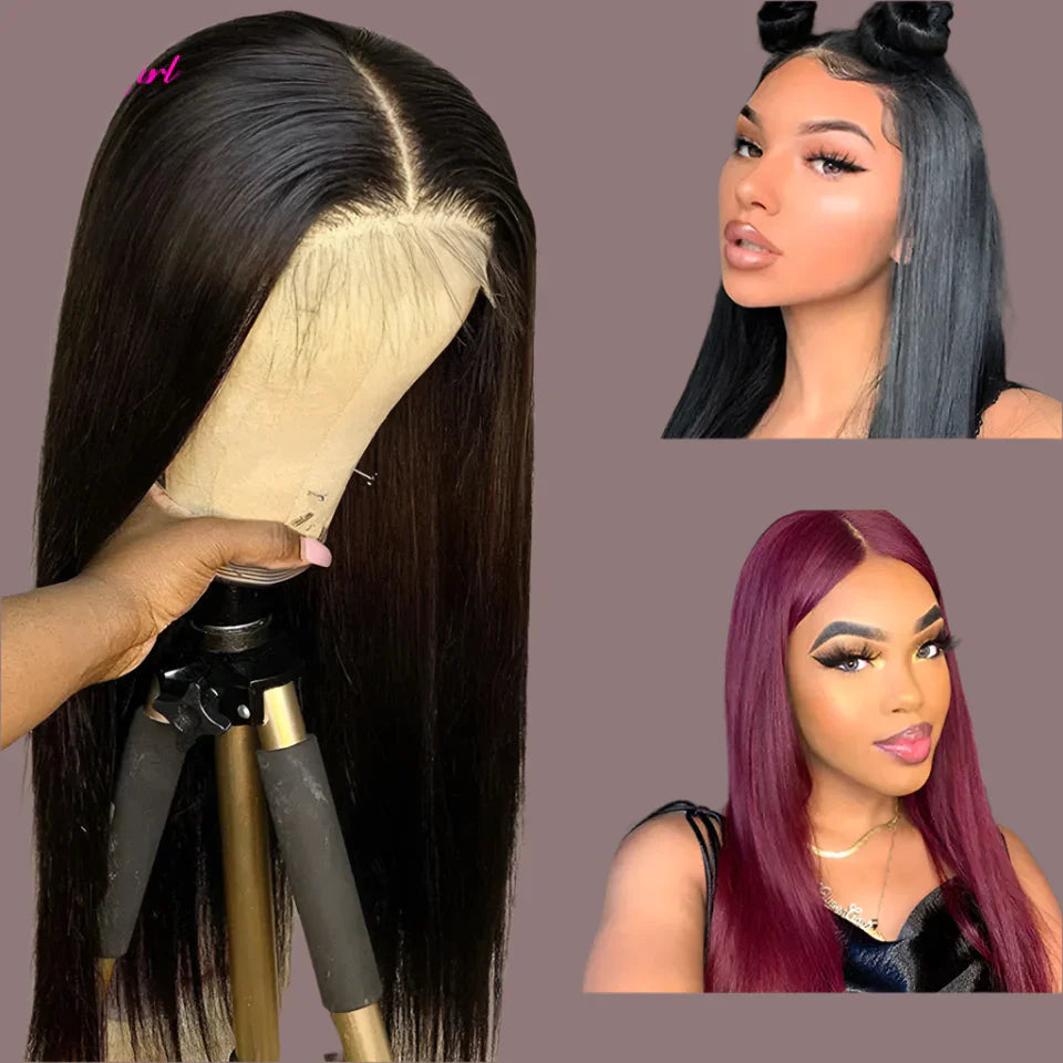 13x6 Lace Frontal Human Hair Wig | Straight Brazilian Remy Hair | Natural Black | 150%/180% Density | Pre-Plucked