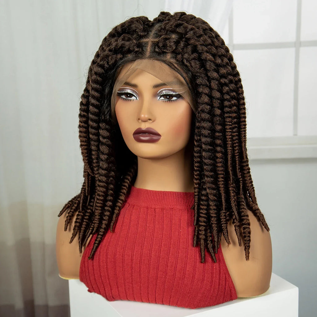16" Twist Knotless Braids Wig | HD Full Lace | Baby Hair | Natural Look