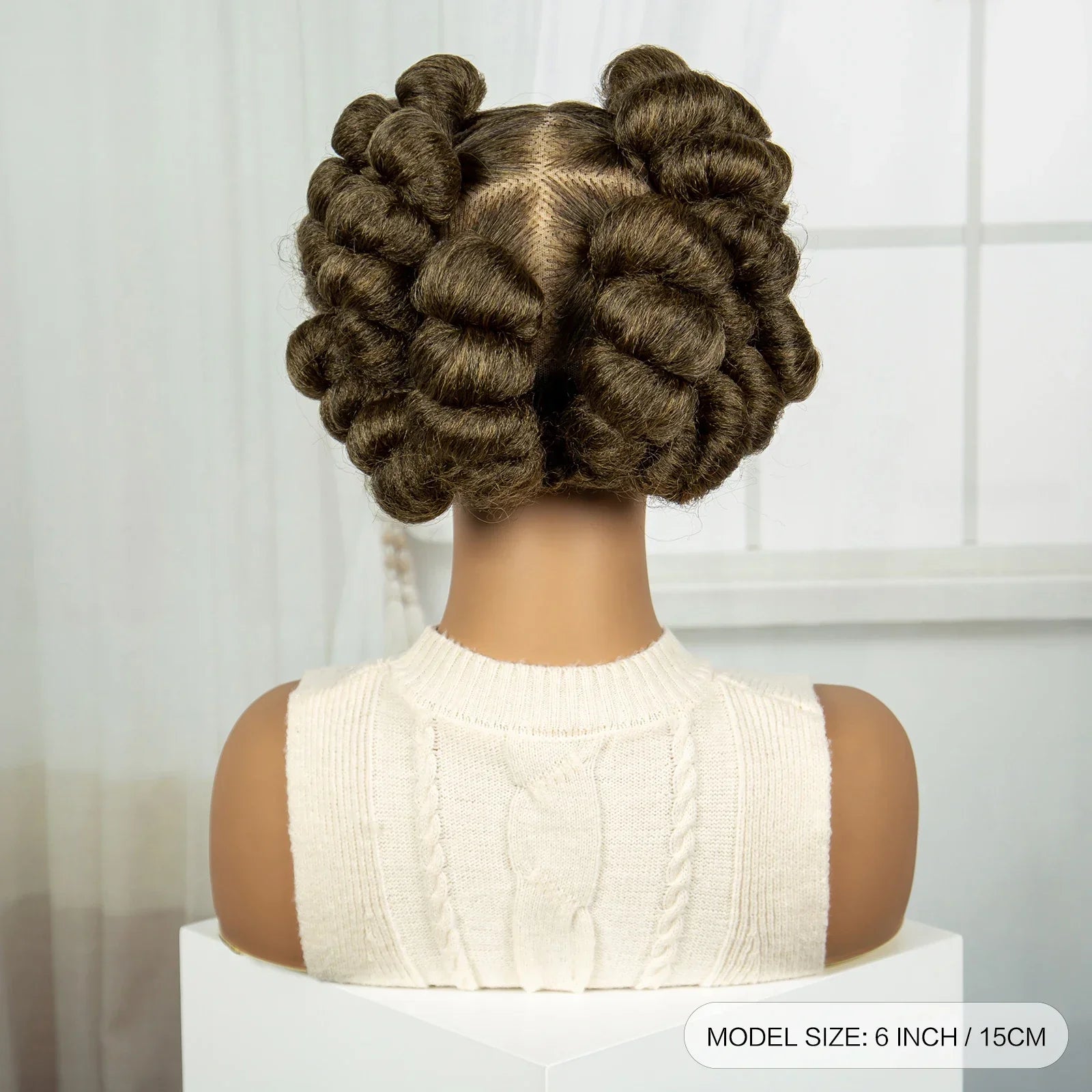 6" Short Bantu Knotless Braids Wig | 1B/30 Ombre | Full Lace