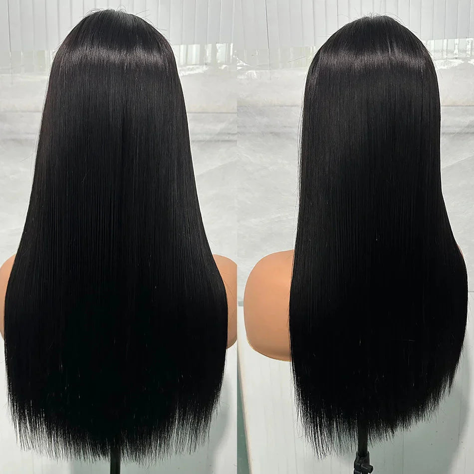 100% Unprocessed | Remy Human Hair | Bone Silky Straight | Indian Hair Closure Wig | Wear And Go | Glueless