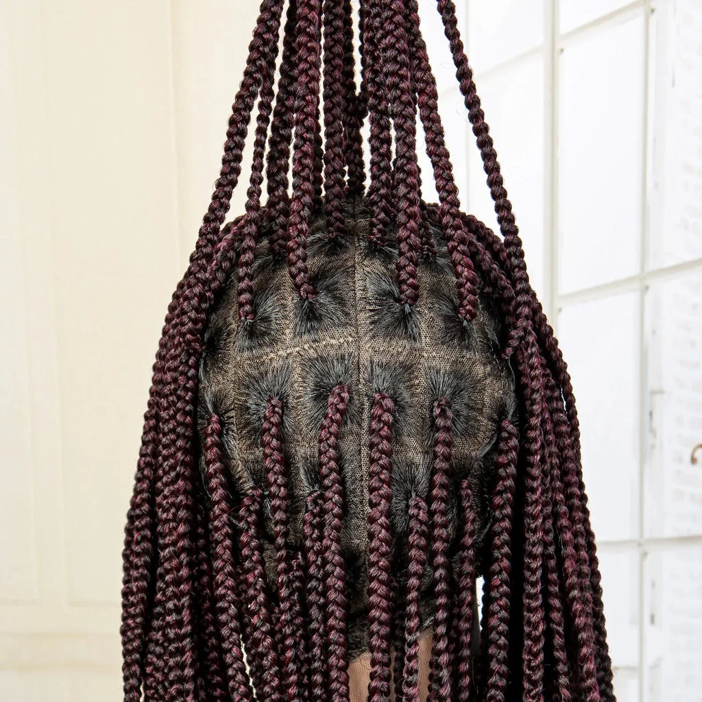 24" Full Lace Knotless Box Braided Wig | Lace Frontal Cornrow Braids | Baby Hair Synthetic Wig for Women