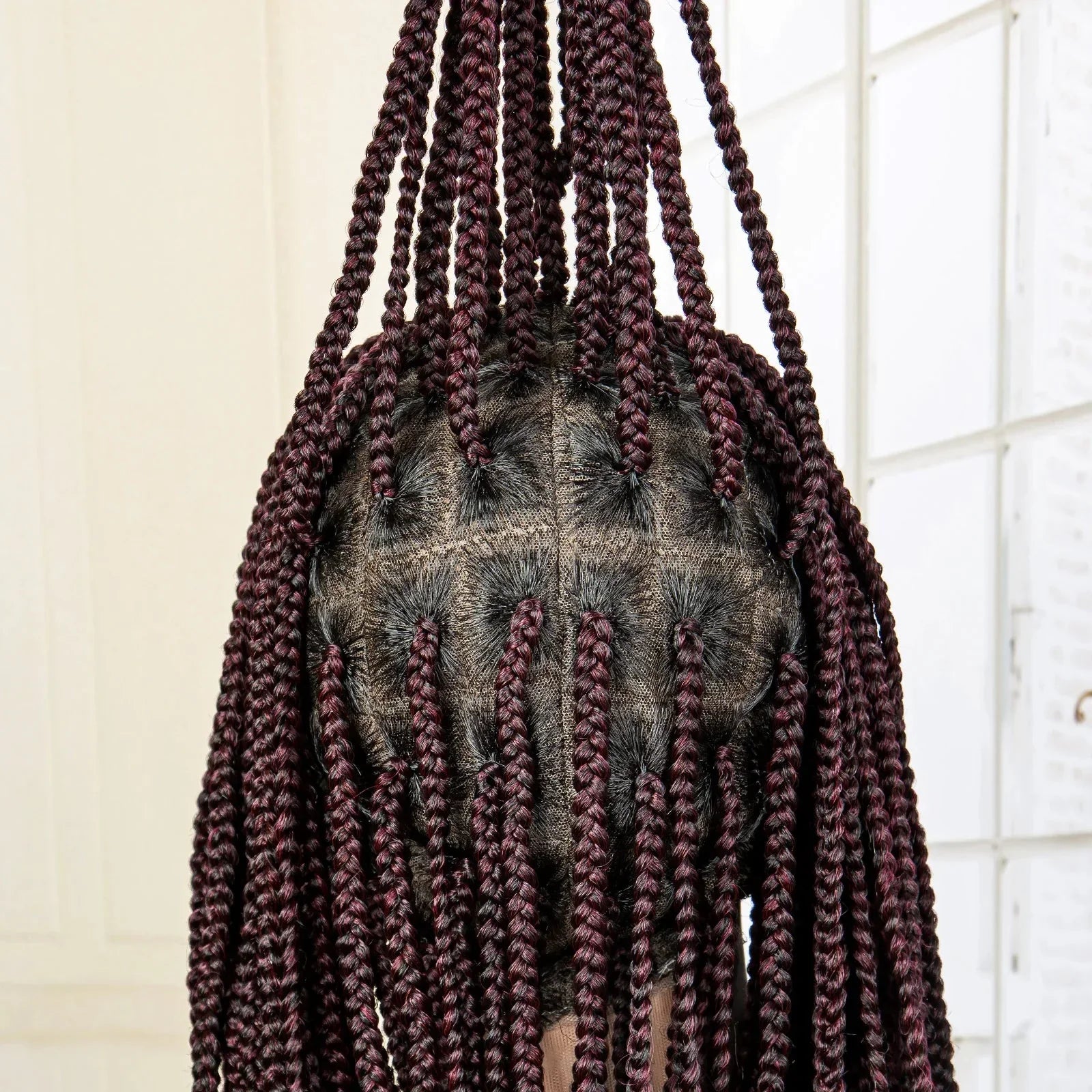 24" Full Lace Knotless Box Braided Wig | Lace Frontal Cornrow Braids | Baby Hair Synthetic Wig for Women