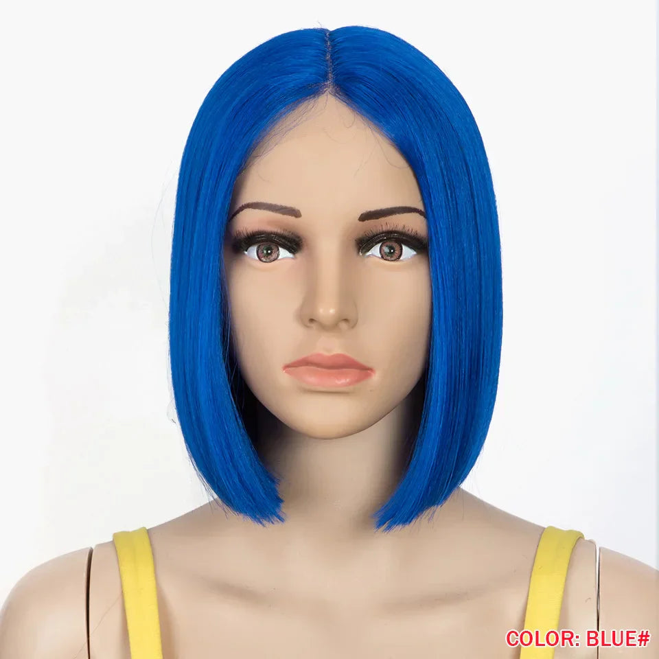 10 Inch Ombre Brown Straight Short Bob Wig | Synthetic Lace Front Wigs for Women (Heat Resistant Fiber, Cosplay & Daily Use)