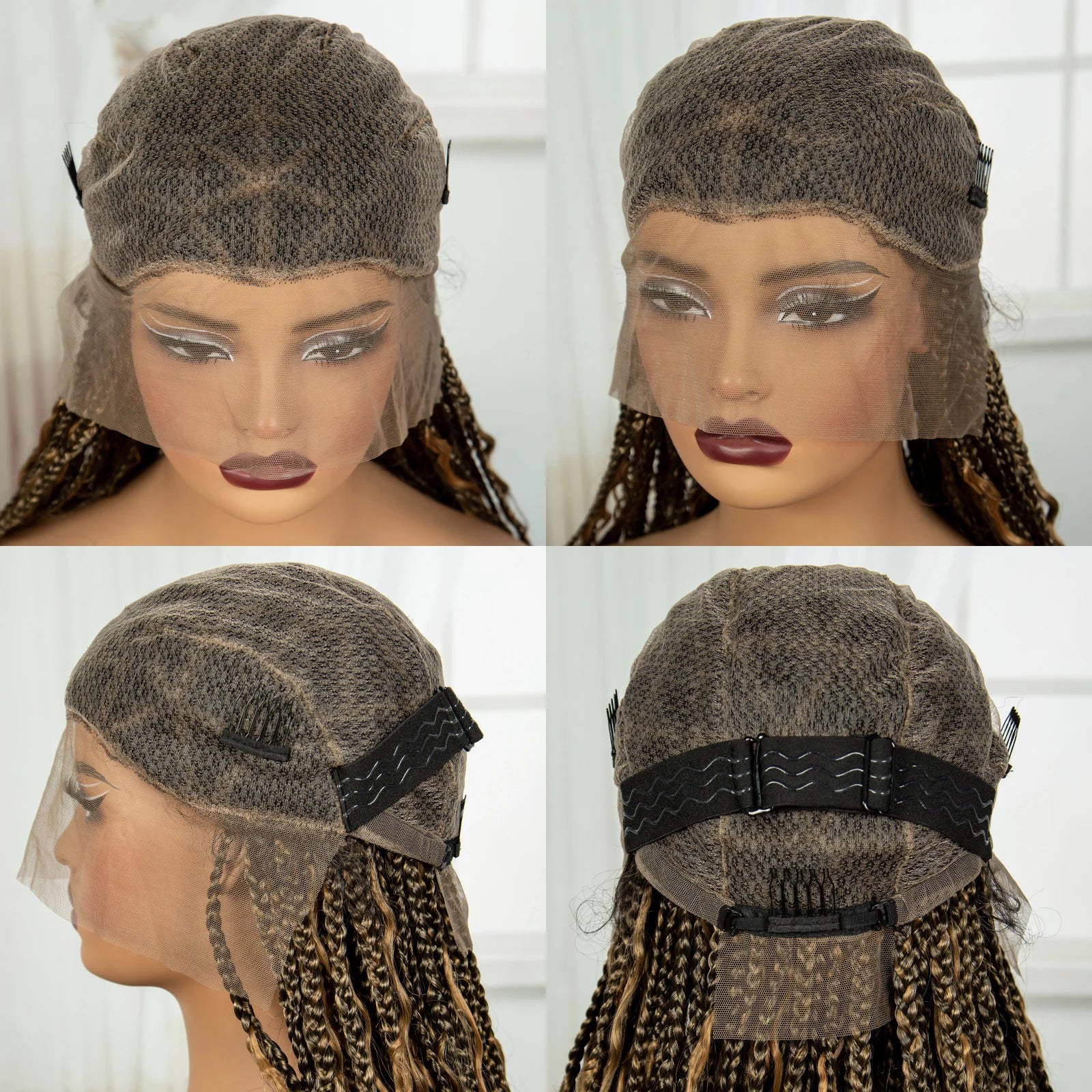 36" Blonde Boho Knotless Braids Wig | Curly Ends | HD Full Lace | Baby Hair