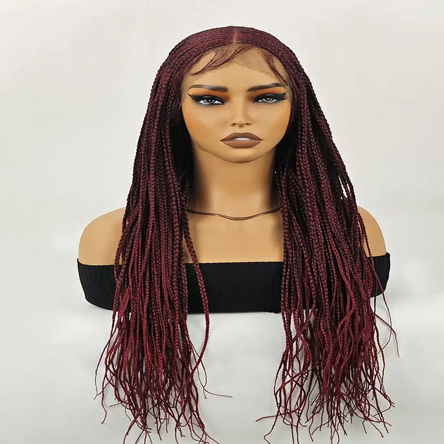 30 Inch Knotless Box Braids Wig | Full Lace Front | Deep Wave | Lightweight | For Black Women