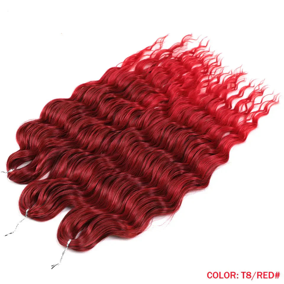 24" Orange Twist Crochet Hair | Synthetic Deep Wave Braiding Hair Extensions | Water Wave Hair | Heat Resistant Fiber | 60 Strands/Pack