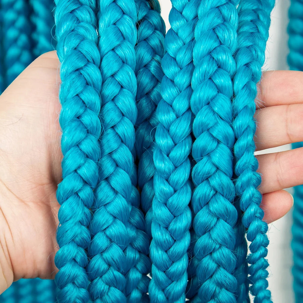 36" Purple Knotless Box Braids Wig | Transparent Full Lace | Baby Hair | Synthetic