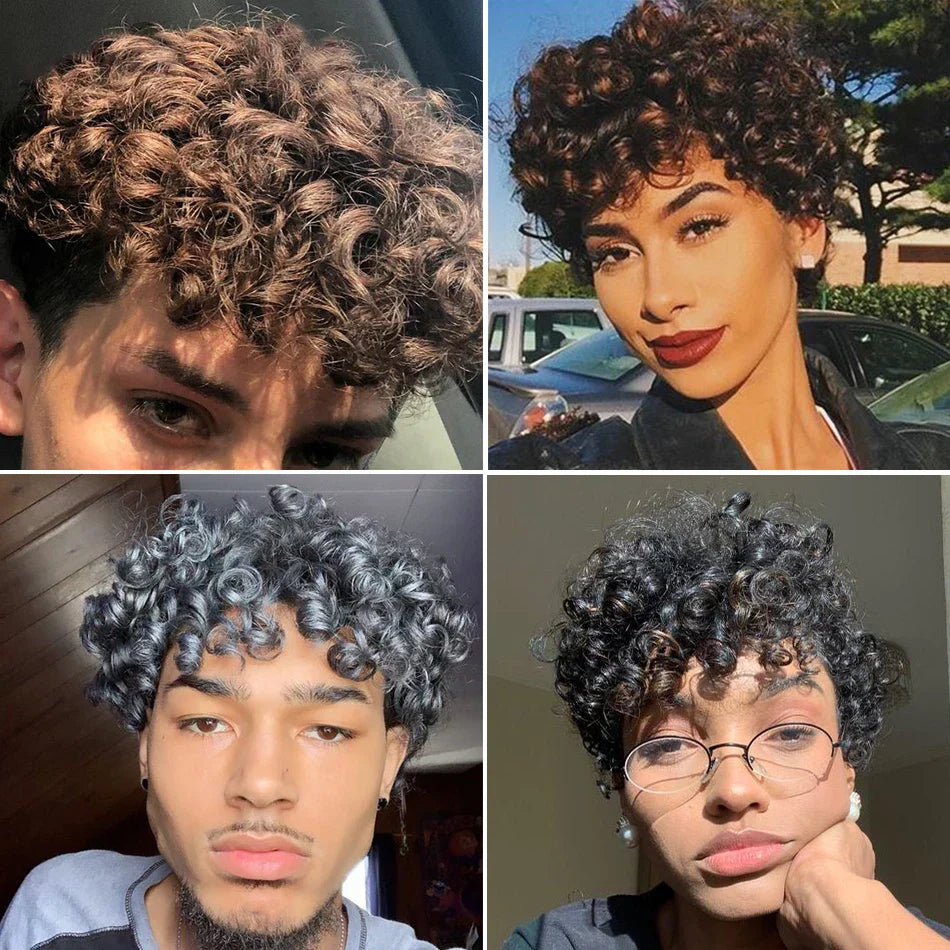 6" Bouncy Curly Indian Remy Hair Bundles | Double Drawn | Natural Black & Brown | Sew-In Extensions