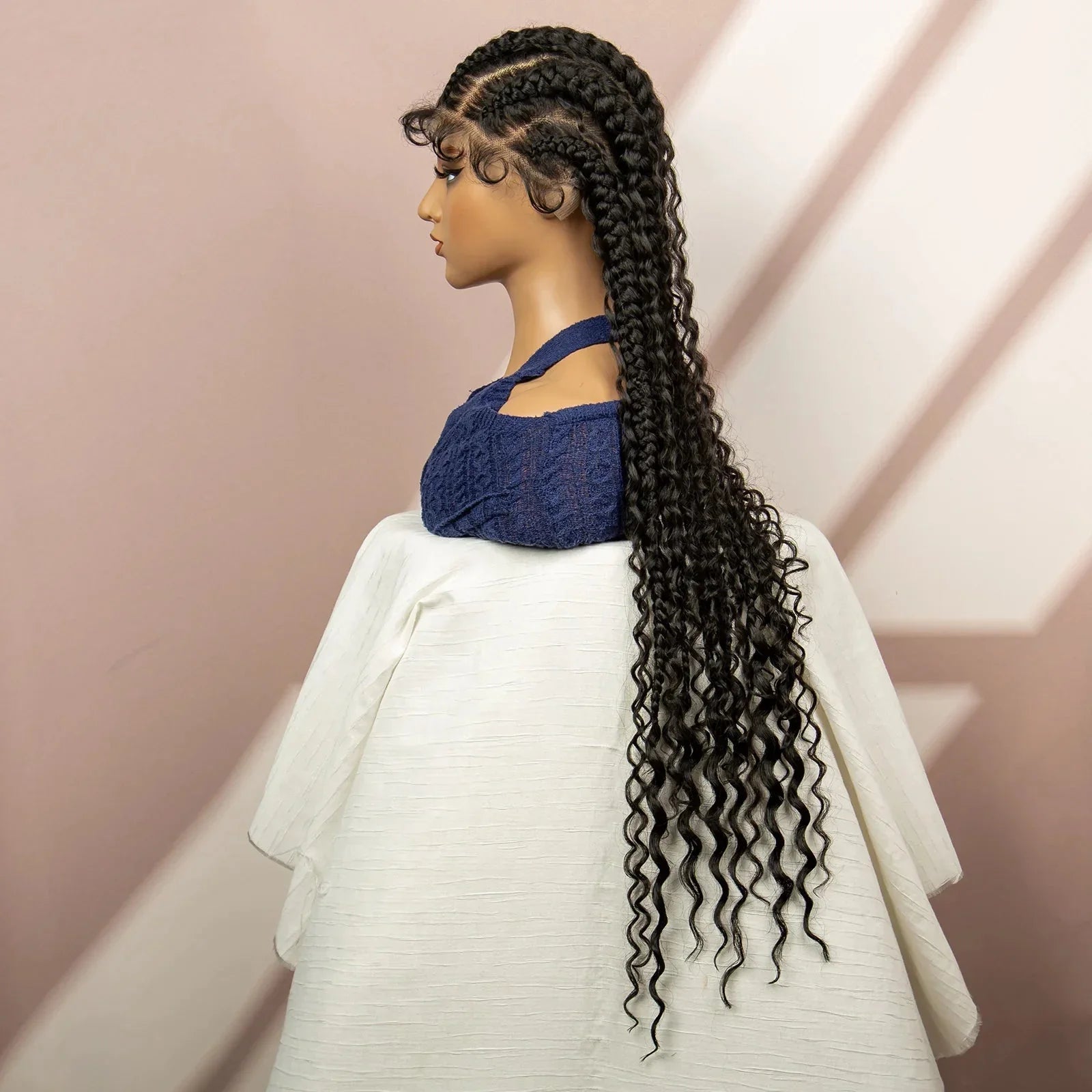 34" Cornrow Braided Wig | Full Lace | Baby Hair | Boho Braids | Kanekalon Synthetic