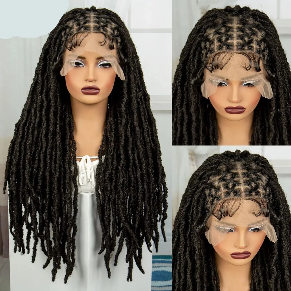 28" Cornrow Faux Locs Full Lace Wig | Goddess Braids | Baby Hair | Knotless Box Braids