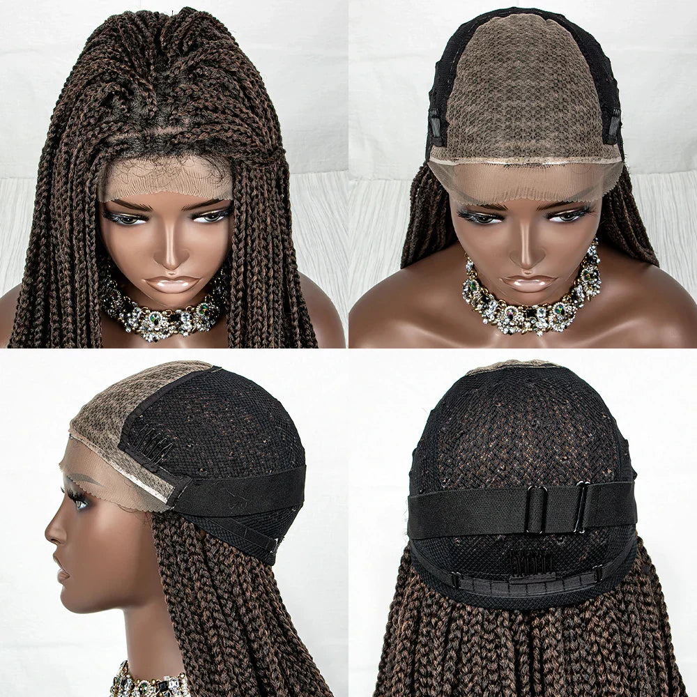 36" Water Wave Braided Wig | Lace Front | Baby Hair | Long Braids