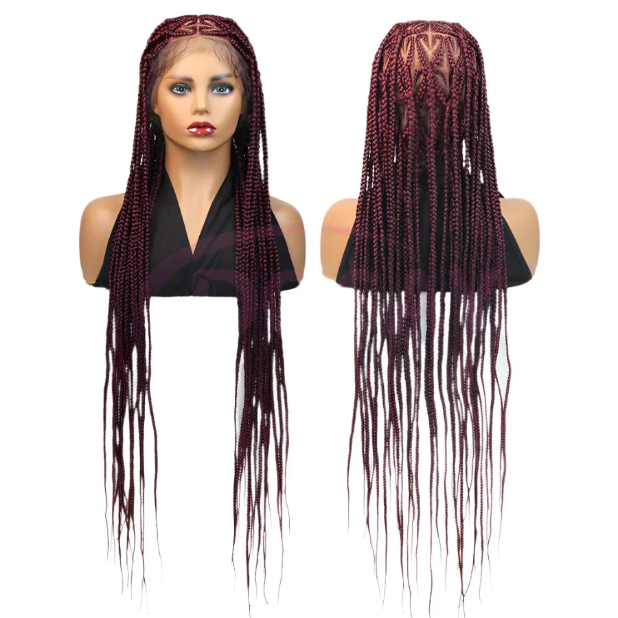 36" Heart Box Braids Lace Wig | Full Lace Cornrow Braids | Synthetic Braided Wig for Black Women | Clearance