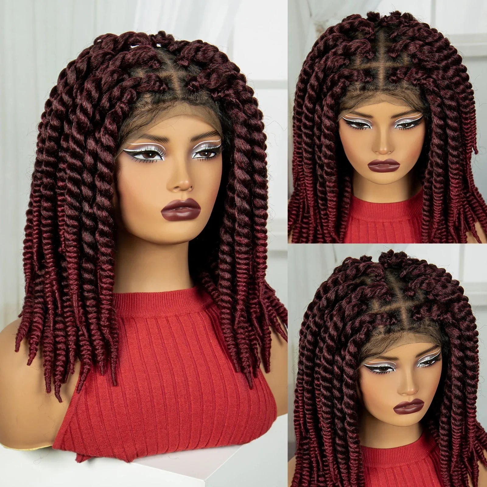 16" Twist Knotless Braids Wig | HD Full Lace | Baby Hair | Natural Look