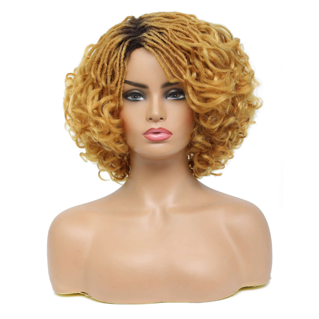 10" Braided Bob Wig | Afro Dreadlock Wig | Curly Ends | Synthetic Crochet Wig | Cosplay