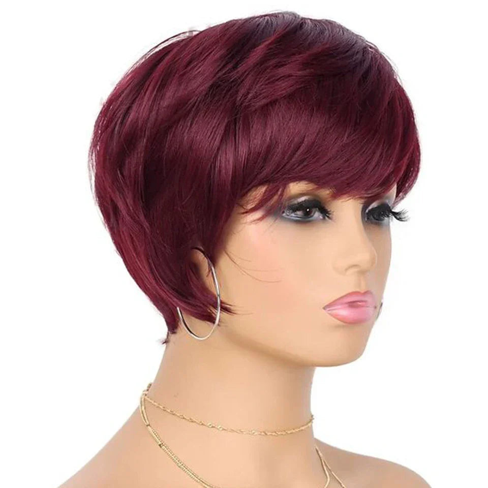 613 Honey Blonde Pixie Cut Straight Wig with Bangs | Glueless Peruvian Remy Human Hair