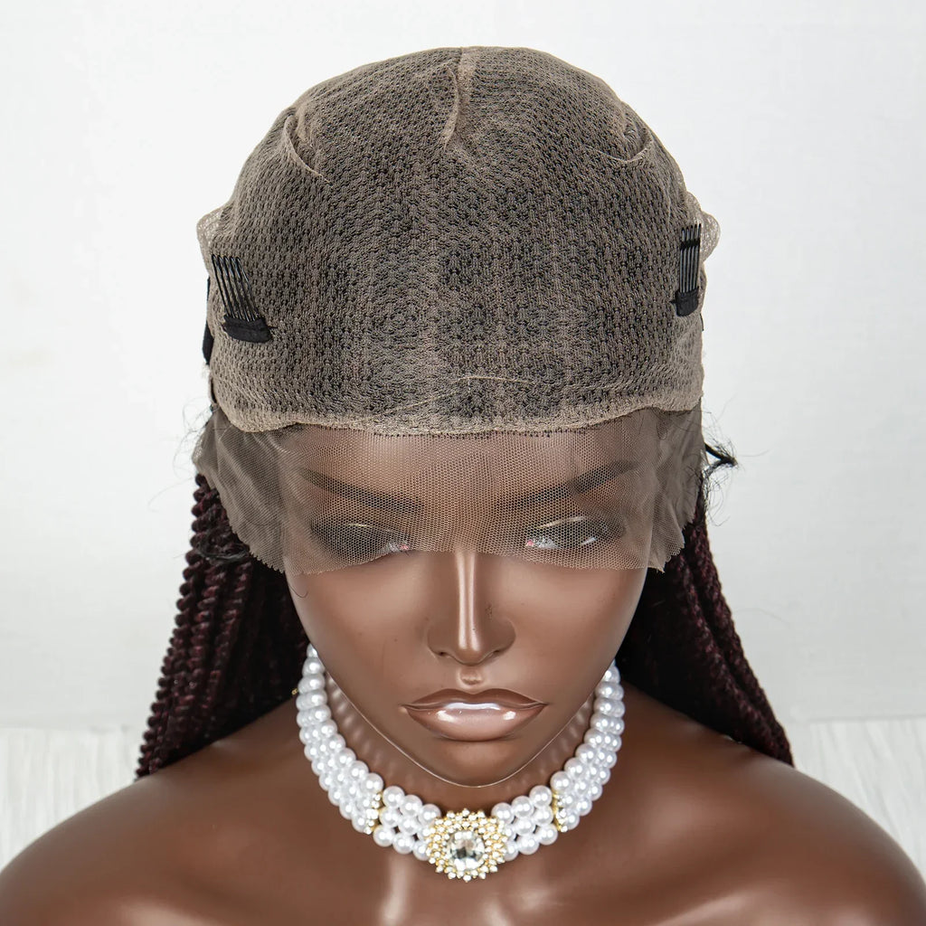 40" 360° HD Full Lace Knotless Twist Braids Wig | Blended Long Box Braids