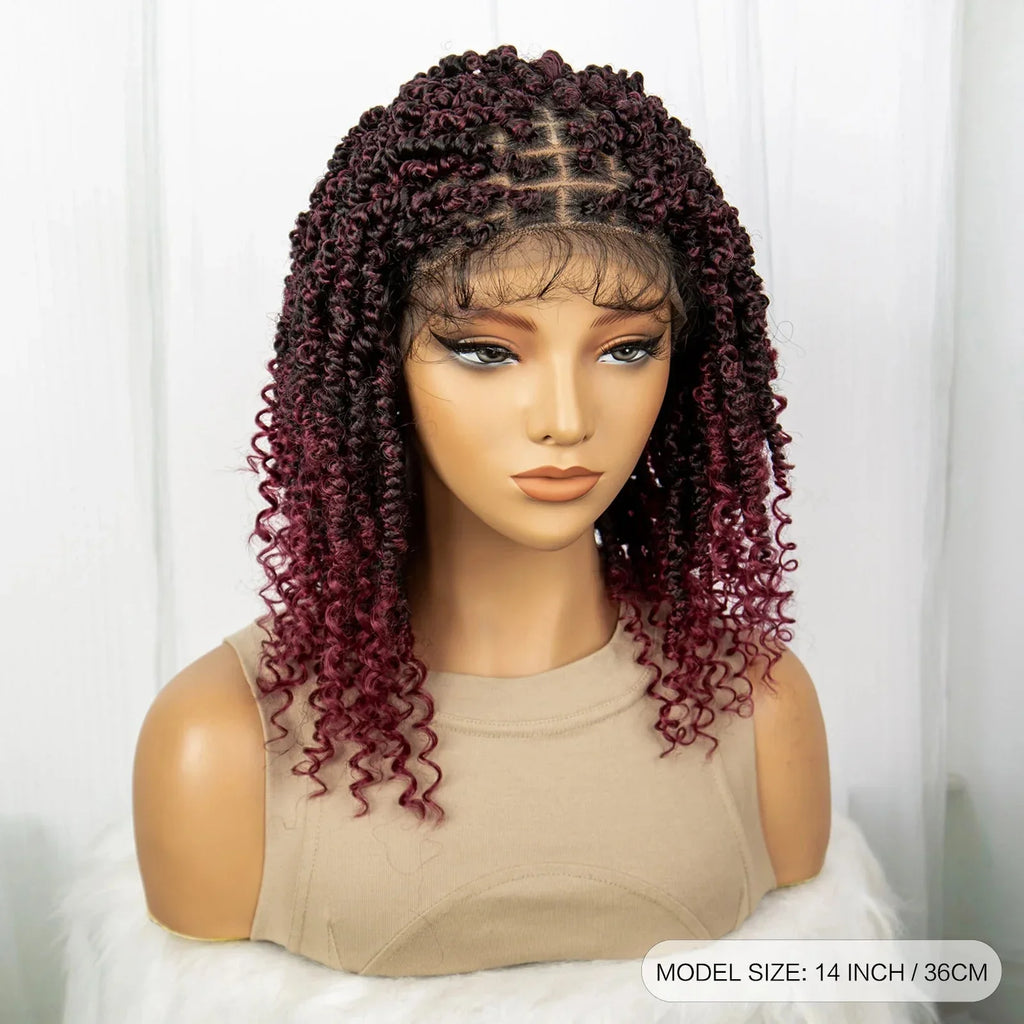 1B/27 Short Passion Twist Lace Front Wig | Knotless Braids | Baby Hair | Synthetic Twist Spring Wig