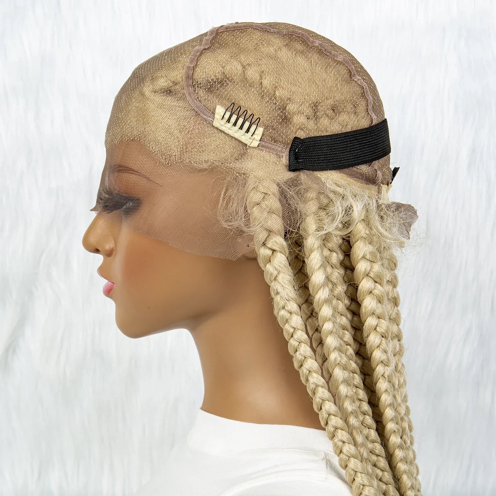 613 Blonde Full Lace Cornrow & Big Square Knotless Box Braids Wig | Synthetic Lace Front Wig for Black Women