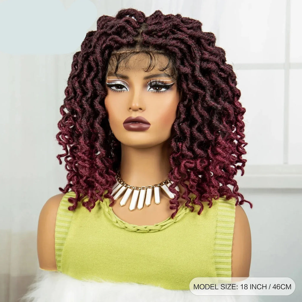 99J Burgundy Faux Locs Full Lace Wig | Baby Hair | Transparent Lace Front | Crochet Braids | Black Women