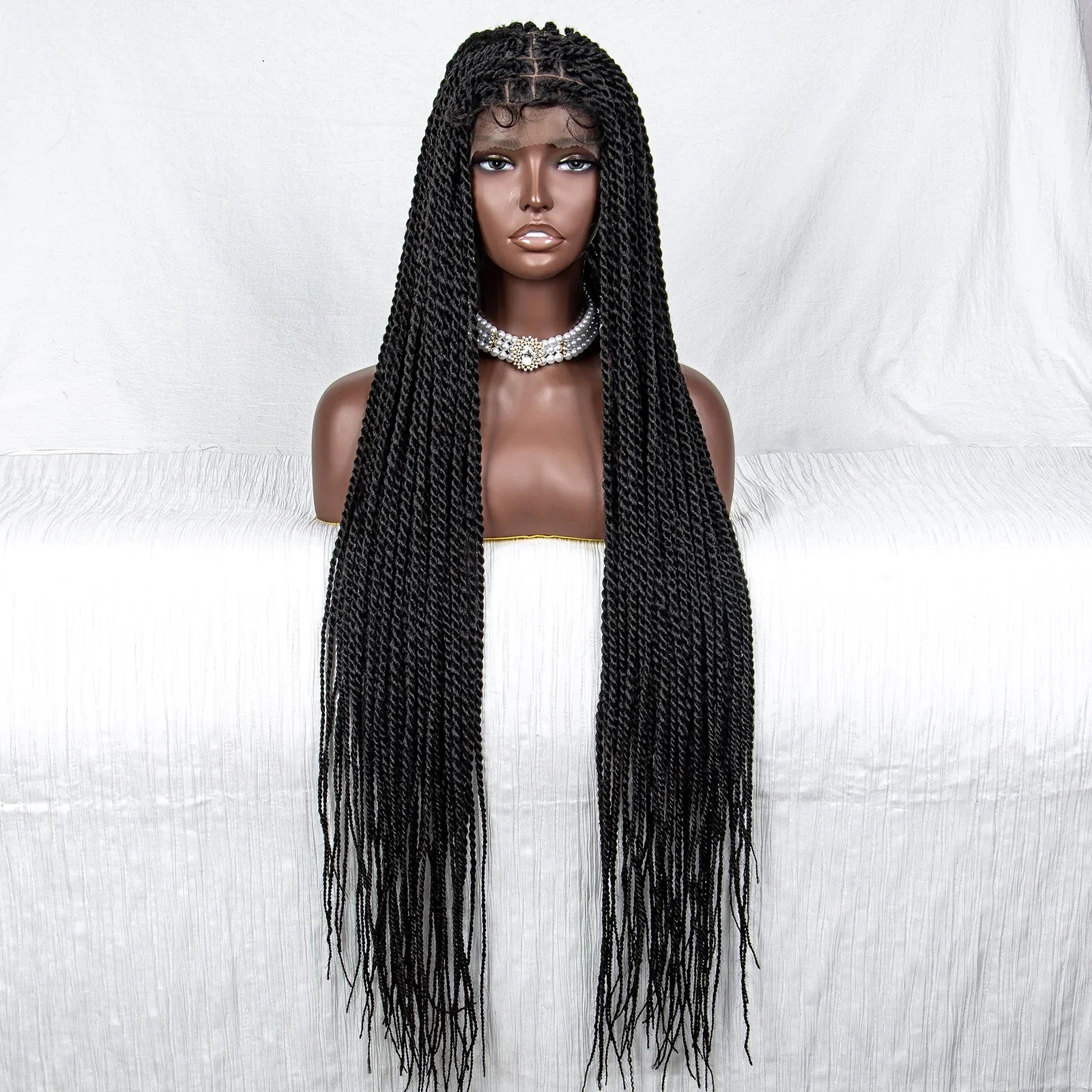 40" Long Straight Braided Wig | Full Lace | Baby Hair | Colored Braids