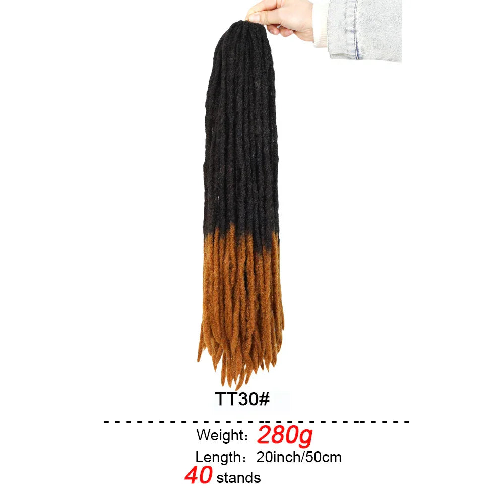 20-Inch Ombre Soft Dreadlocks Crochet Hair | Straight Synthetic Faux Locs for Black Women (Kanekalon Fiber)