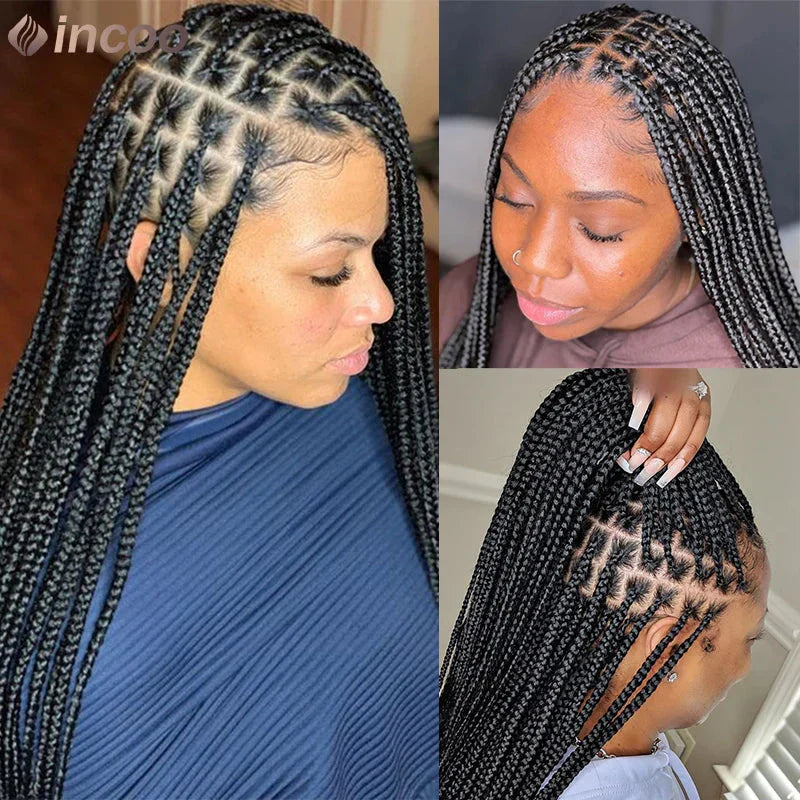 36" Small Box Braids Wig | Full Lace | Cornrows & Knotless Braids | Transparent Lace