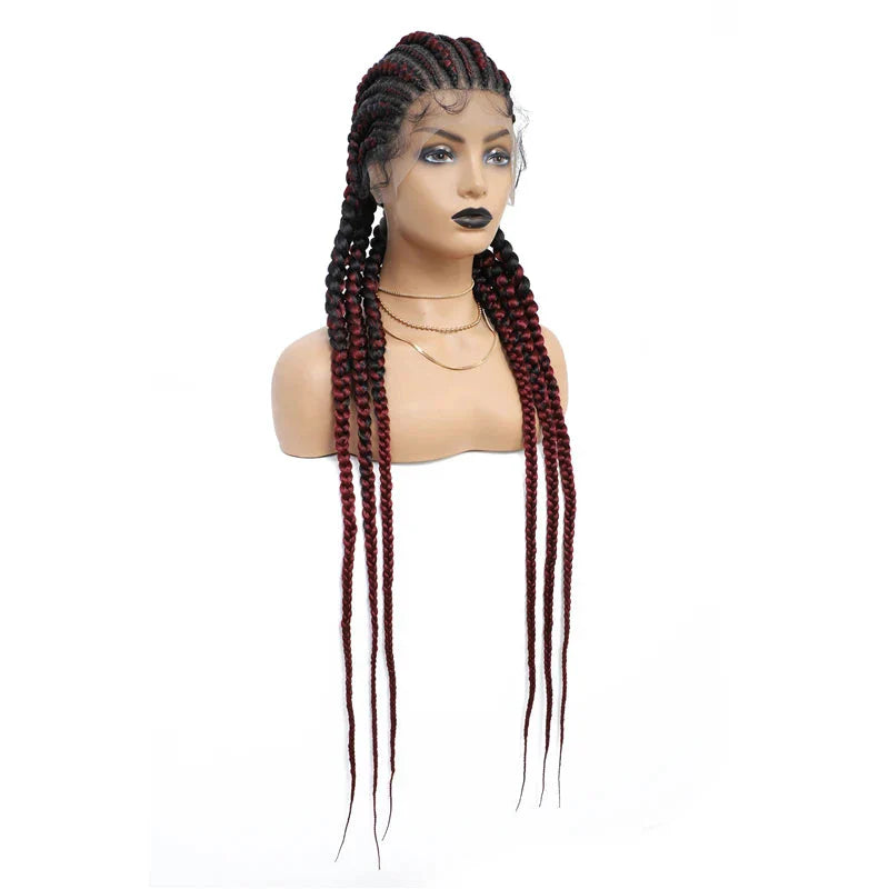 36" Cornrow Knotless Braids Wig | 360 Full Lace | Baby Hair | Synthetic