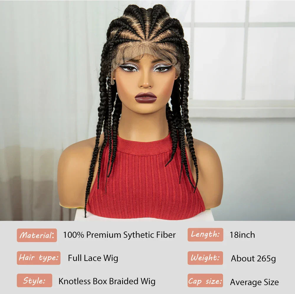 18" Ombre Braided Wig | 1B/30 | Full Lace | Baby Hair | Natural Look