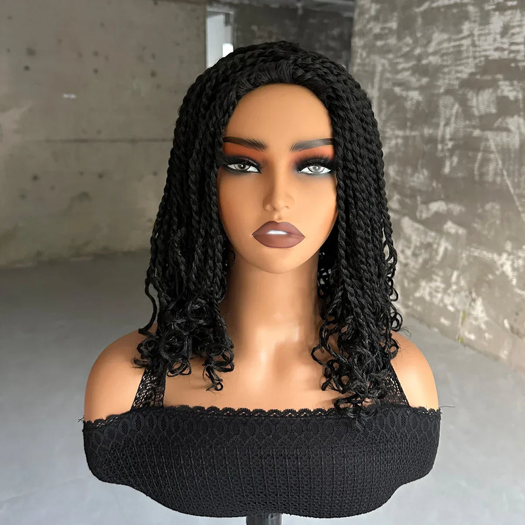 12-Inch Synthetic Box Braided Bob Wig | Crochet Braids | Heat Resistant | Short Braids for Black Women