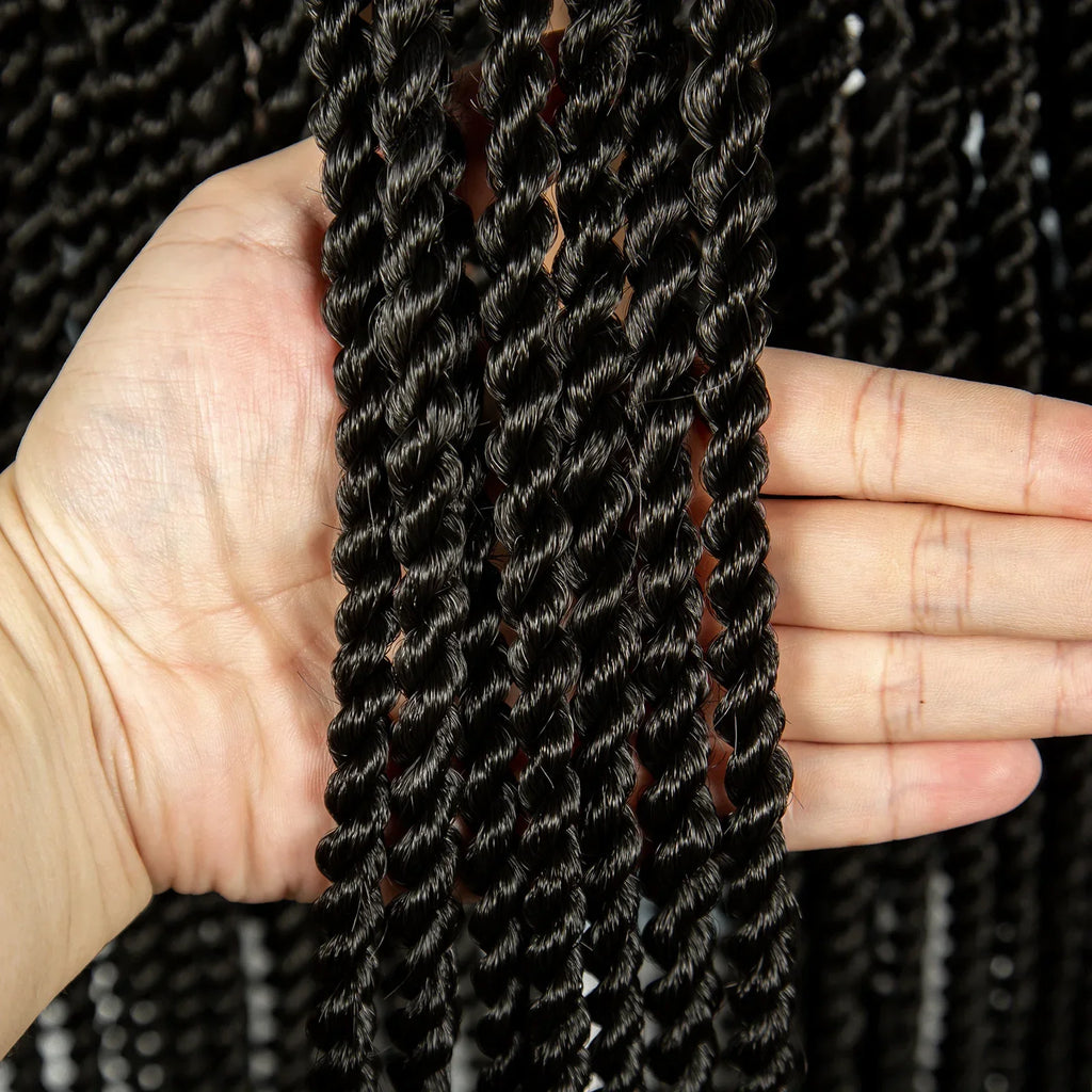 34" Twisted Knotless Box Braids Wig | Full Lace | Baby Hair | Synthetic Braids | Black Women