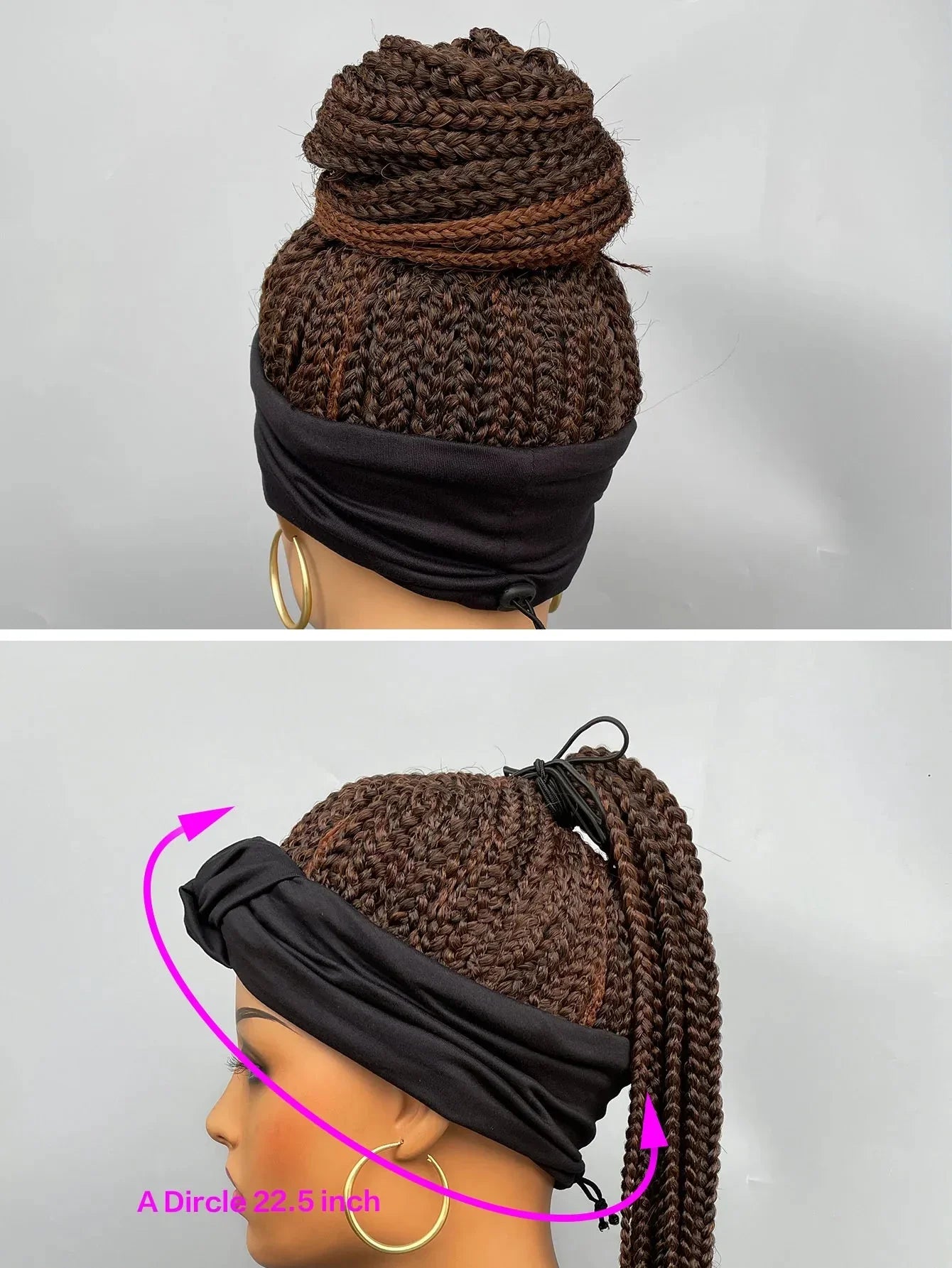 26" Twist Cornrow Headband Wig | Crochet Braids | Long Straight Synthetic