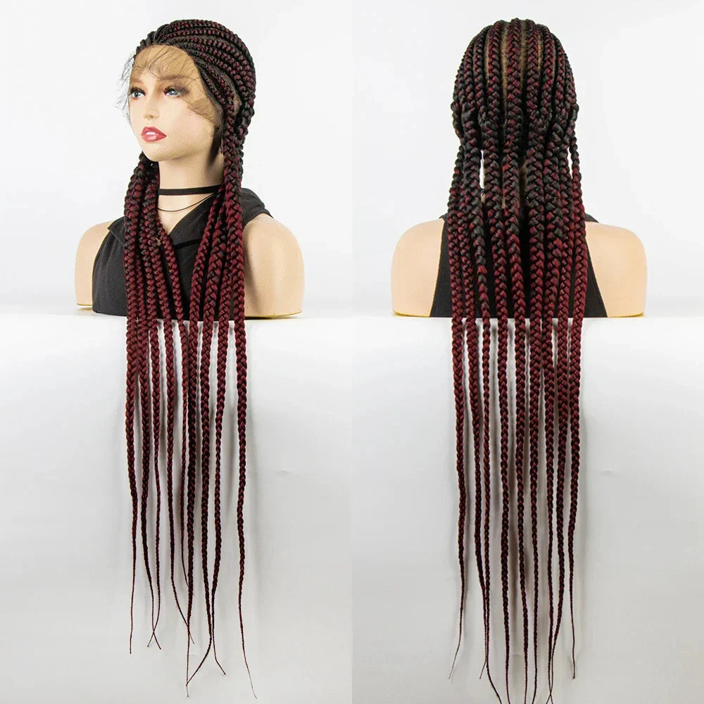 36" Long Cornrow Braids Wig | Full Lace Frontal | Baby Hair