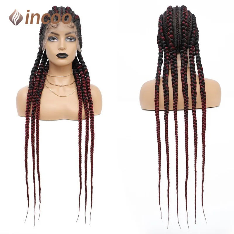 36" Cornrow Braided Wig | Full Lace Frontal | With Baby Hair | For Black Women