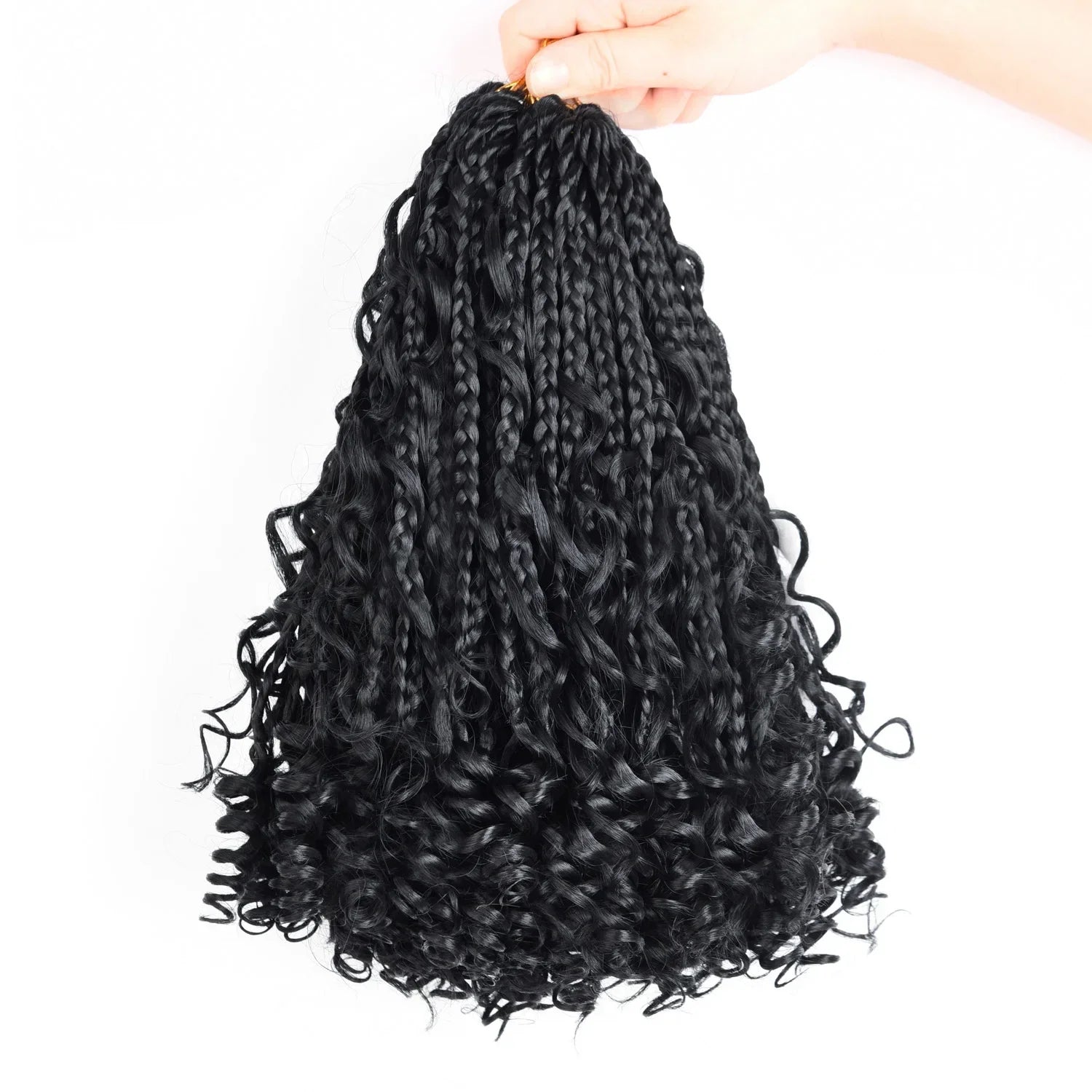 10" Bob Goddess Box Braids Crochet Hair | Boho Braids with Curls