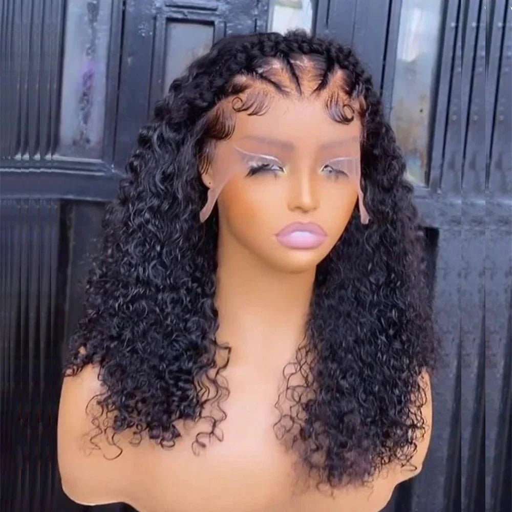 16" Afro Kinky Curly Braided Lace Front Wig | 250% Density | Brazilian Remy Hair | 13x4 Lace