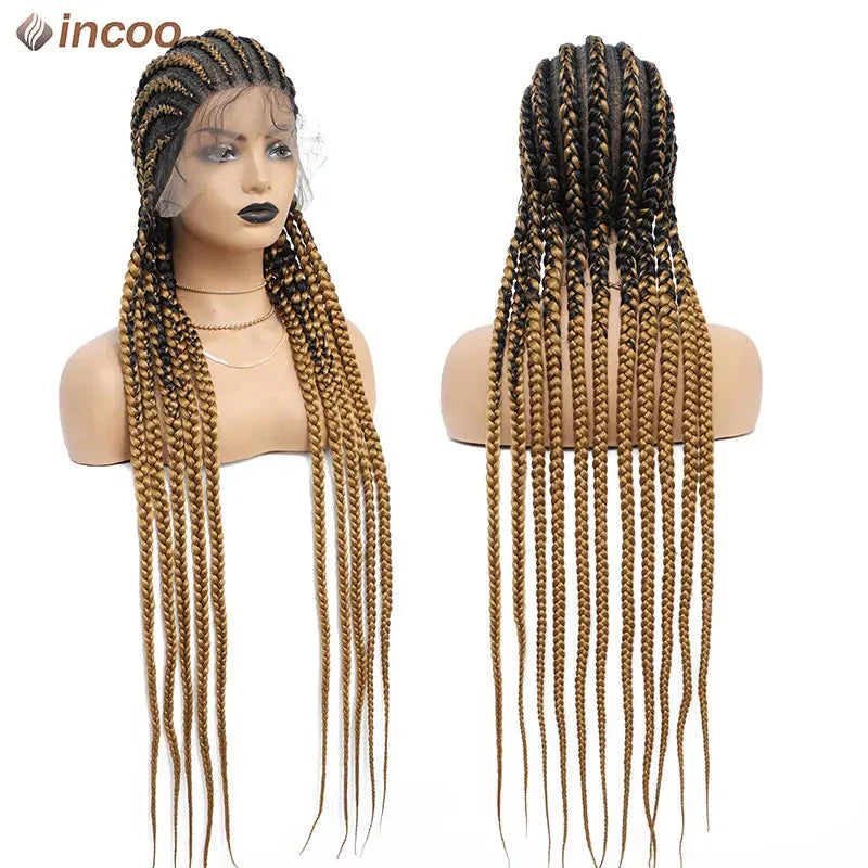 36" Twist Braids Lace Front Wig | Cornrow & Dutch Braids | Baby Hair | Synthetic Full Lace Wig