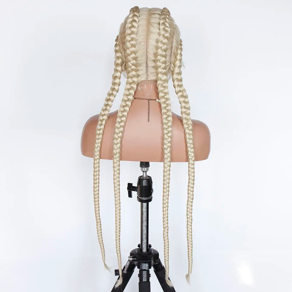 99J Burgundy Box Braids Wig | 360 Lace Braided Wig | 4 Braids | Synthetic Hair