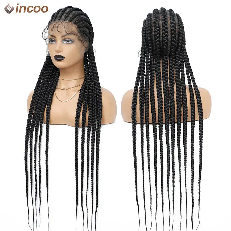 36" Twist Braided Wig | Cornrows & Goddess Braids | Full Lace Frontal | Baby Hair
