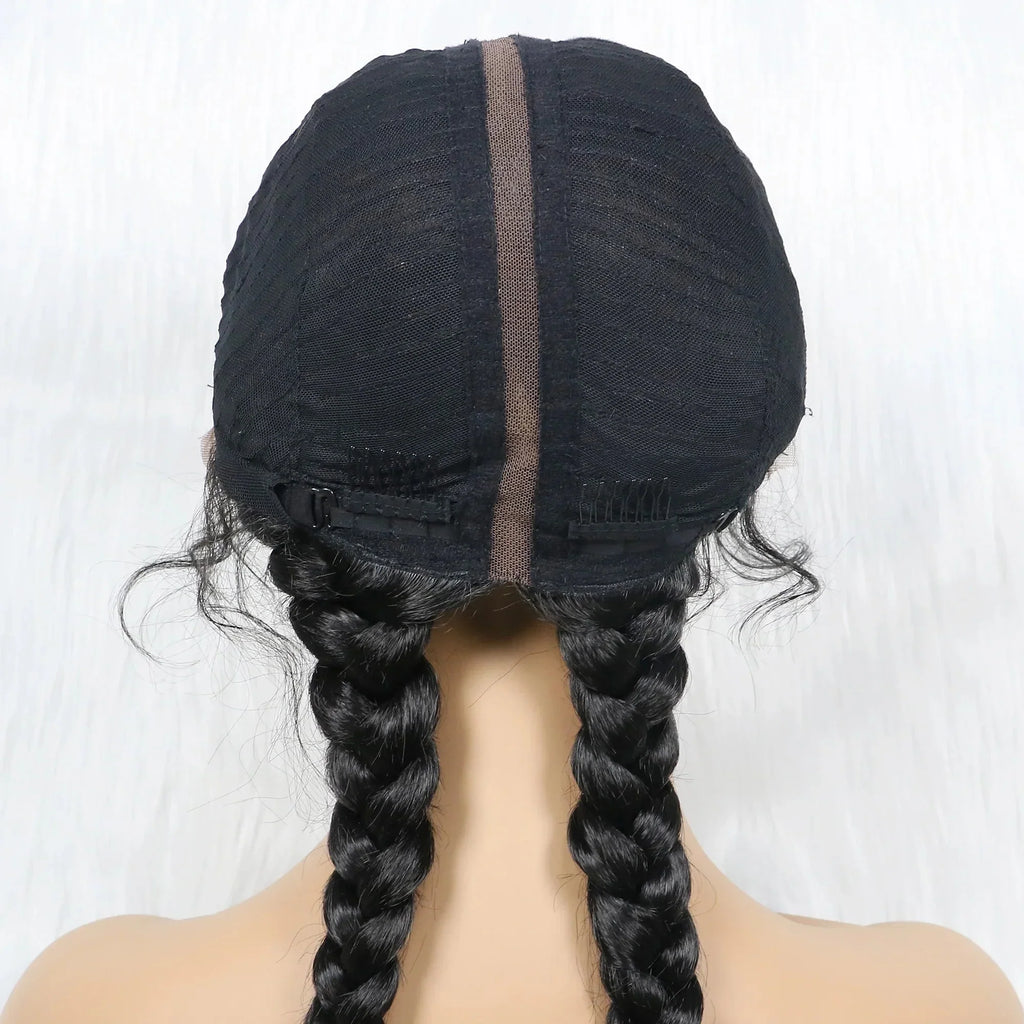 24" Dutch Cornrow Box Braid Wig | Lace Front Synthetic Wig with Baby Hair | Afro Wig for Black Women | High-Temp Fiber
